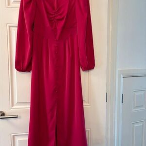 Elegant Pink Long Sleeve Dress